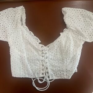 White lace crop top